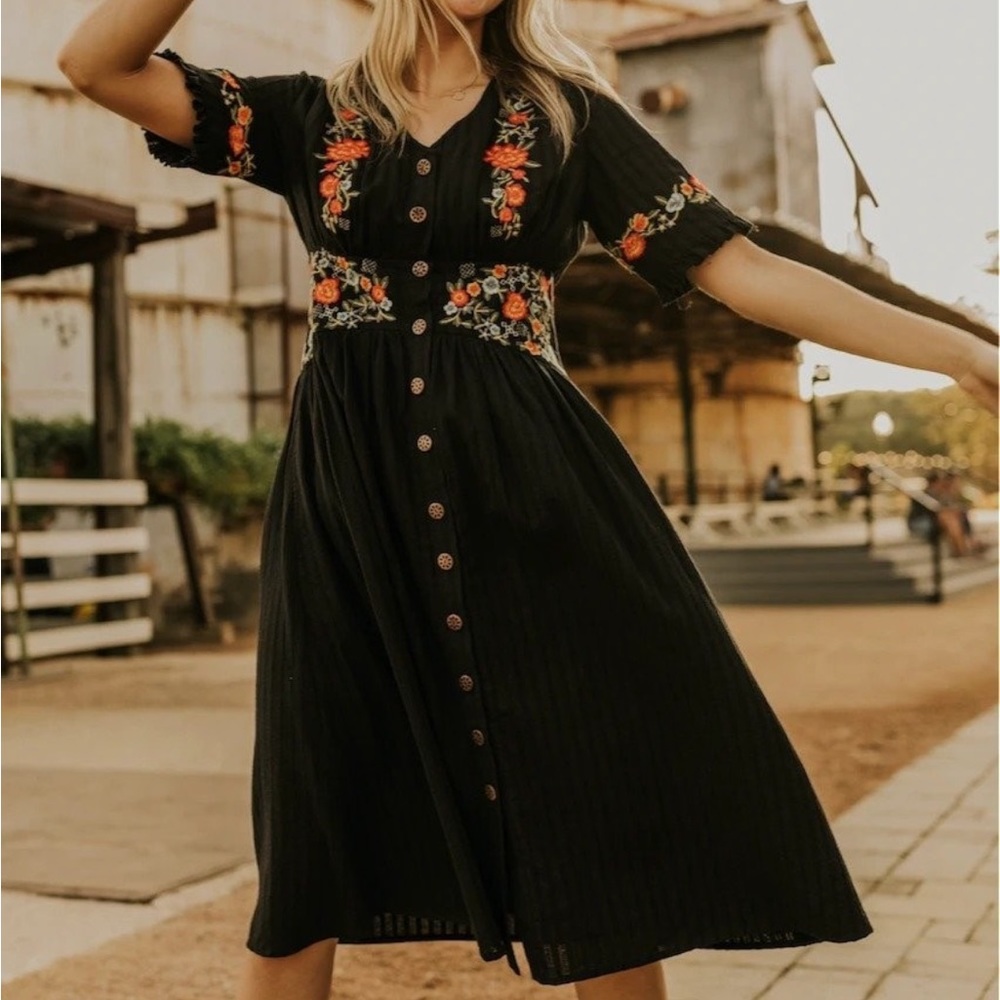 Roolee - Ithica - Embroidered Midi Dress
